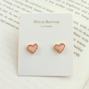 Alicia Bonnie Earrings Rose Gold in Love Pink Drusy authentic